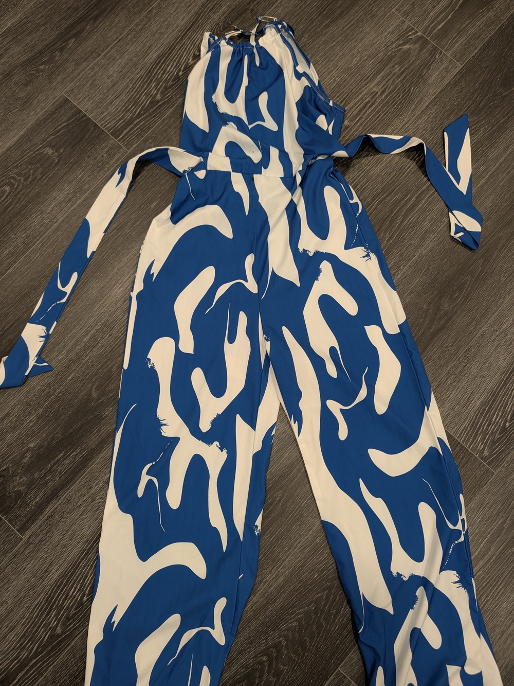 Blue & White Printed Women's Jumpsuit